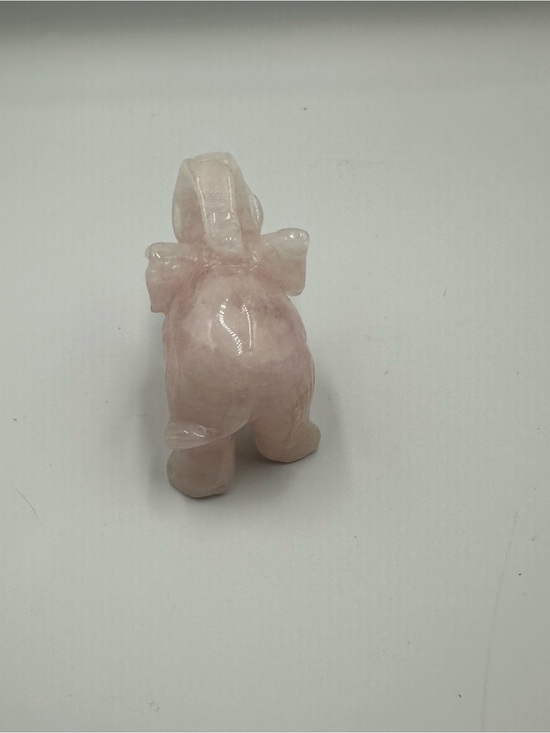 Other - Hand-Carved Rose Quartz Elephant Figurine - Pink